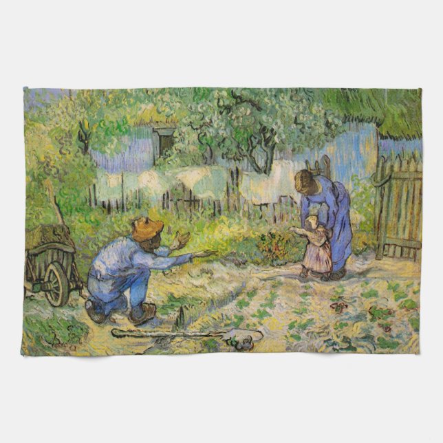 First Steps (after Millet) by Vincent van Gogh Tea Towel (Horizontal)