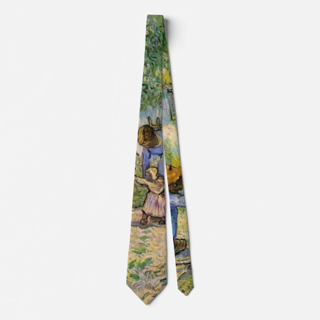 First Steps (after Millet) by Vincent van Gogh Tie (Front)