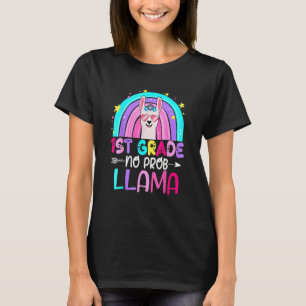 First Team 1st Grade Teacher Rainbow No Prob Llama T-Shirt