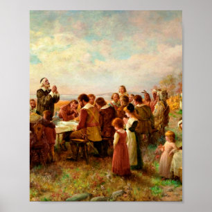 First Thanksgiving At Plymouth Jennie Brownscombe Poster