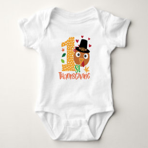 First Thanksgiving Cute Turkey Baby Bodysuit
