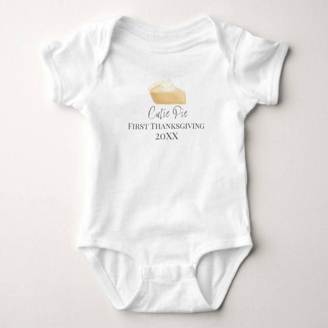 First Thanksgiving Cutie Pie Fall Baby One Piece Bodysuit (Front)