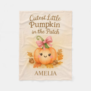 First Thanksgiving for Baby Girl with Pumpkin Fleece Blanket