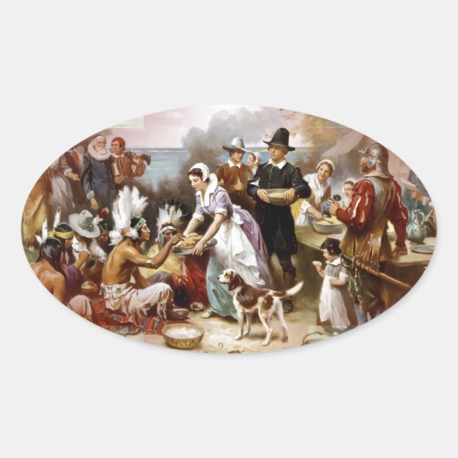 first thanksgiving oval sticker (Front)