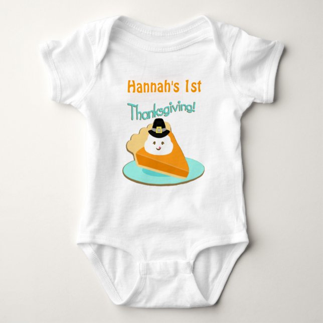 First Thanksgiving Pilgrim Pie Baby Bodysuit / Tee (Front)