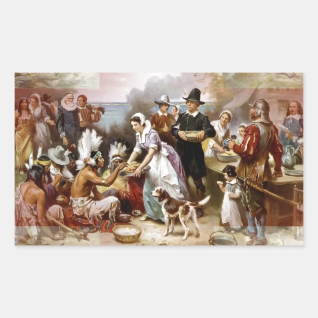 first thanksgiving rectangular sticker (Front)