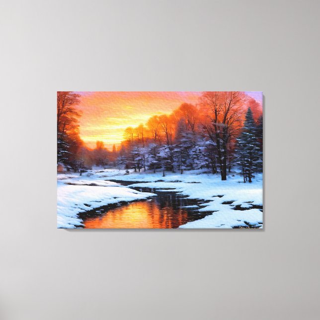 First Thaw, Landscape Sunset Colourful Canvas Prin (Front)