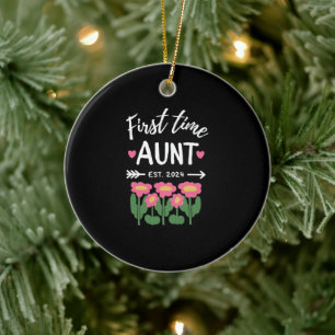 First Time Aunt Est 2024 Promoted To New Aunt Ceramic Tree Decoration