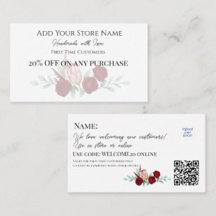 First-time Customers Elegant Floral Watercolor Discount Card