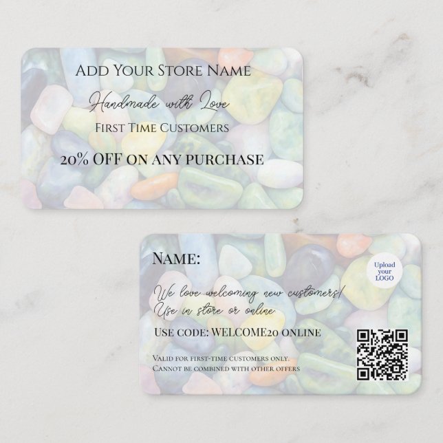 First-time Customers Reward Crystal-Inspired Stone Discount Card (Front/Back)