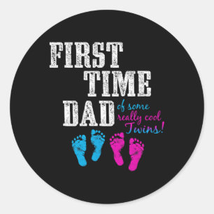 First Time Dad, Daddy Of Bg Twins, Father's Day Gi Classic Round Sticker