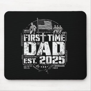 First Time Dad Patriotic Christian Cross Vintage U Mouse Pad