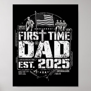 First Time Dad Patriotic Christian Cross Vintage U Poster