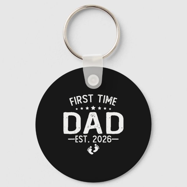 First Time Daddy New Dad Est 2026 Shirt Fathers Da Key Ring (Front)