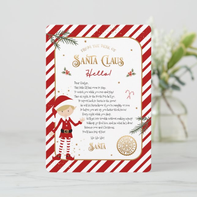 First Time Elf Arrival Welcome Letter (Standing Front)