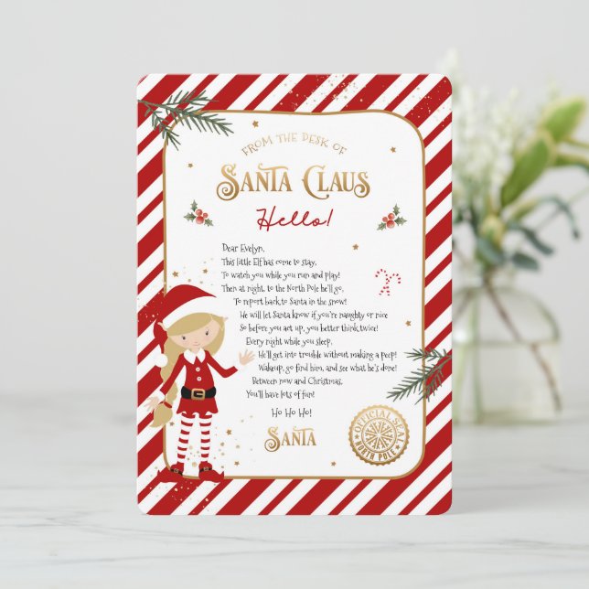 First Time Elf Arrival Welcome Letter (Standing Front)