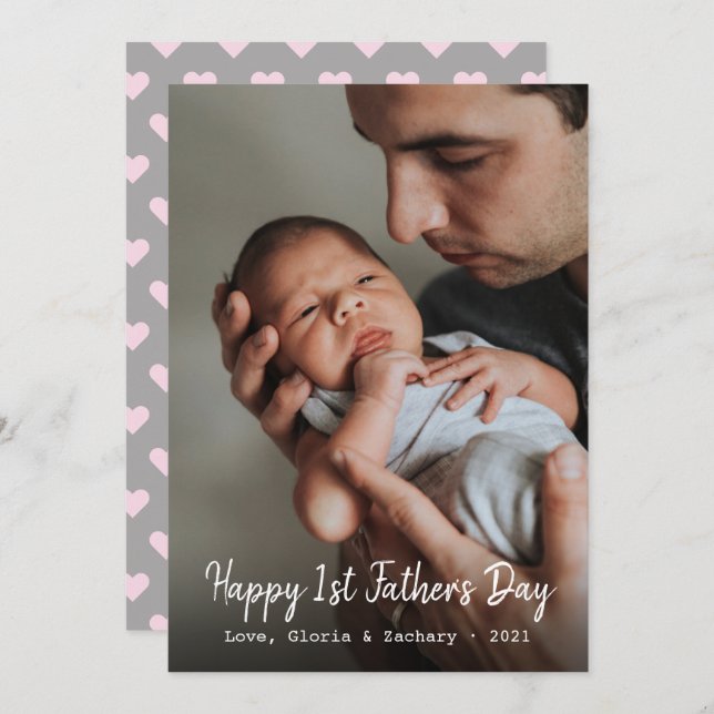 First Time Father's Day Photo Holiday Card (Front/Back)