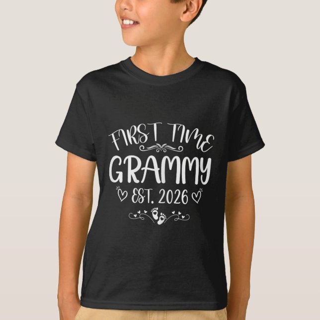 First Time Grammy Est 2026 Soon To Be Mum Mothers  T-Shirt (Front)