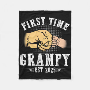 First Time Grampy Est 2025 Father's Day Soon To Be Fleece Blanket