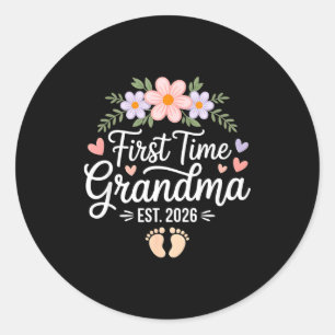 First Time Grandma 2026 Promoted To Grandma Again  Classic Round Sticker
