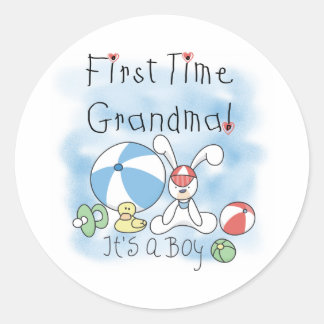 First Time Grandma Baby Boy Classic Round Sticker