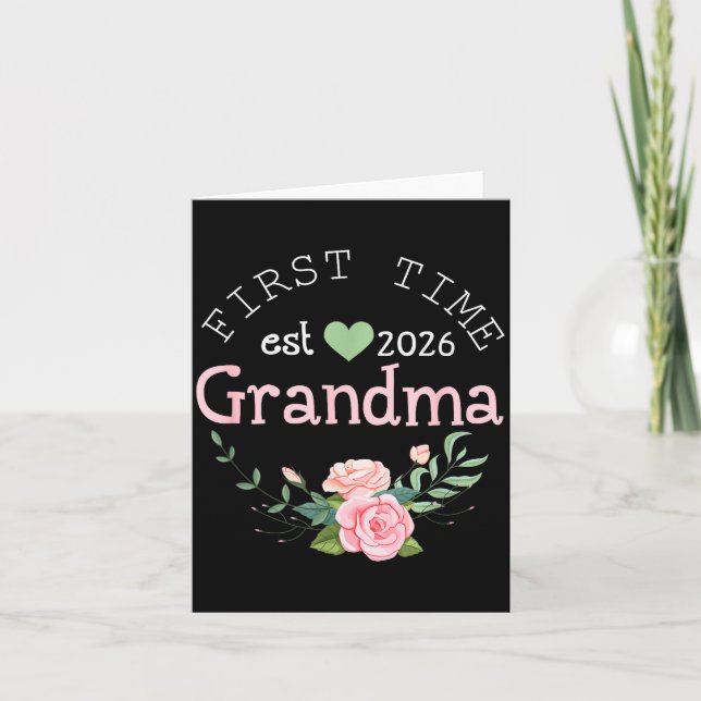 First Time Grandma Est 2026 New Grandmother 1st Ti Card (Front)