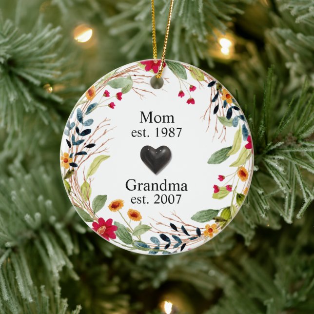 First Time Grandma Floral  Ceramic Tree Decoration (Tree)