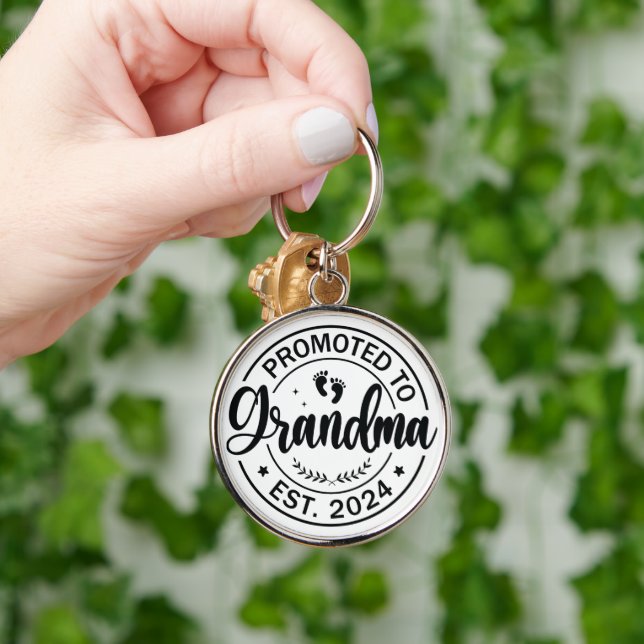 First Time Grandma Gifts -Promoted to Grandma 2024 Key Ring (Hand)