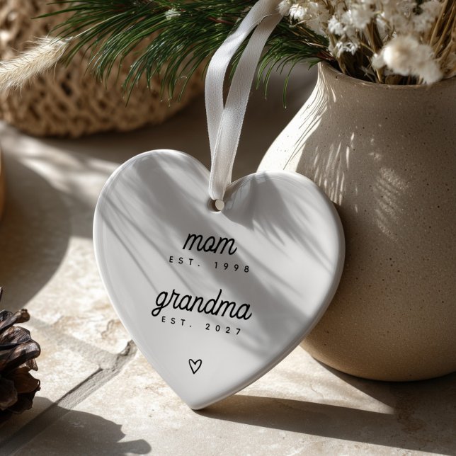 First Time Grandma Keepsake Custom Heart Shape Ceramic Tree Decoration (Creator Uploaded)