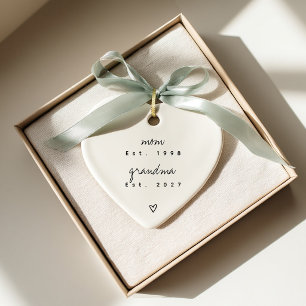 First Time Grandma Keepsake Custom Heart Shape Ceramic Tree Decoration