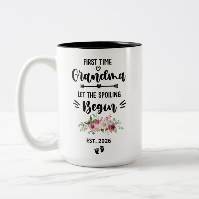 First Time Grandma Mug Personalised with Est Year, (Left)