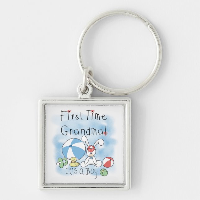 First Time Grandma of Boy Gifts Key Ring (Front)
