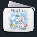 First Time Grandma of Boy Gifts Laptop Sleeve<br><div class="desc">The first time grandma of a baby boy will love this cute design featuring a bunny,  balls,  duckie,  and pacifier on First Time Grandma of Boy keepsake boxes,  ornaments,  mugs,  cards,  stickers,  tote bags,  magnets,  mousepads,  and other clothing and gifts.</div>