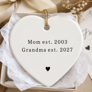 First Time Grandma Pregnancy Announcement Heart Ceramic Tree Decoration