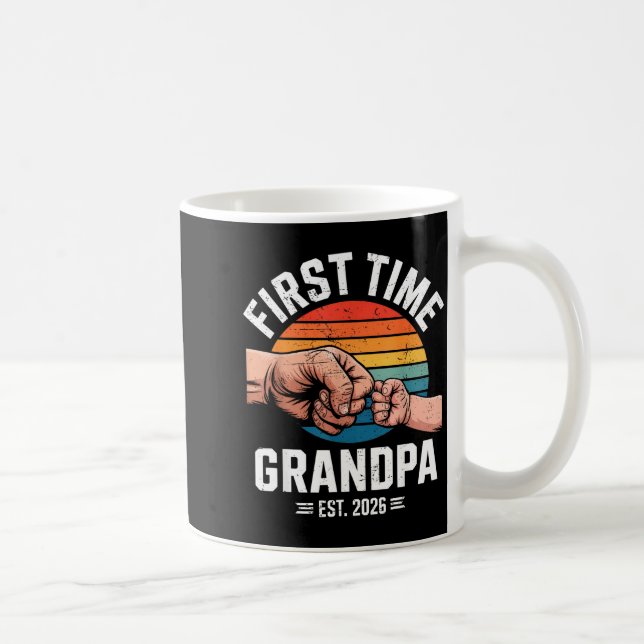 First Time Grandpa Est 2026 Baby Announcement Grea Coffee Mug (Right)