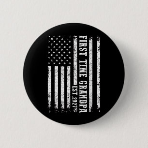 First Time Grandpa Est 2027 Vintage Fathers Day 6 Cm Round Badge