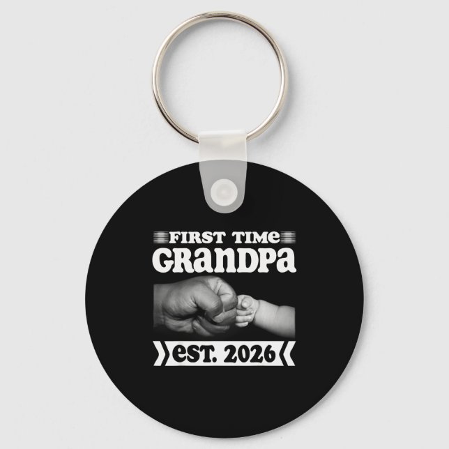 First Time Grandpa New Dad Est 2026 Shirt Fathers  Key Ring (Front)