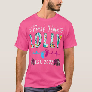 First Time Lolly Est 2022 Funny Floral Mothers Day T-Shirt