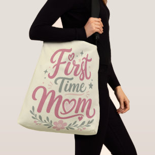 First Time Mum Cute Floral Motherhood Design Crossbody Bag