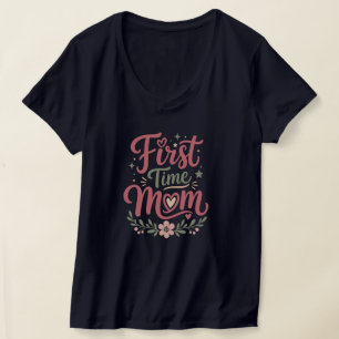 First Time Mum Cute Floral Motherhood Design T-Shirt