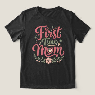 First Time Mum Cute Floral Motherhood Design Tri-Blend Shirt