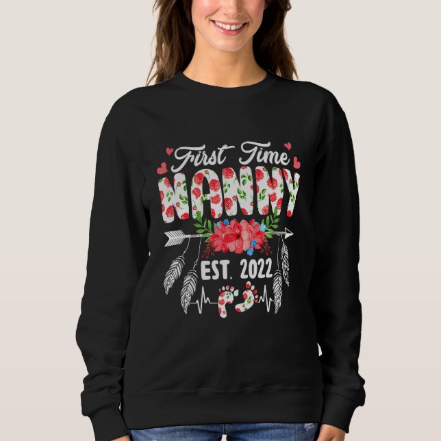 First Time Nanny Birthday Mothers Day Cute Flower Sweatshirt (Front)