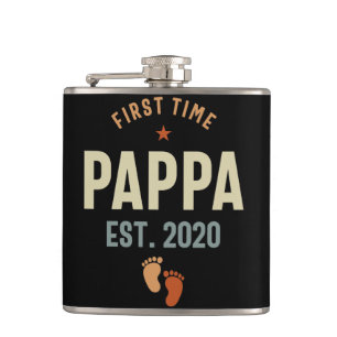 First Time Pappa Est 2020 Daddy Gift Hip Flask