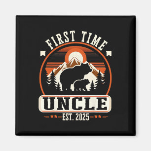 First Time Uncle Est 2025 For New Dad Funny Father Magnet
