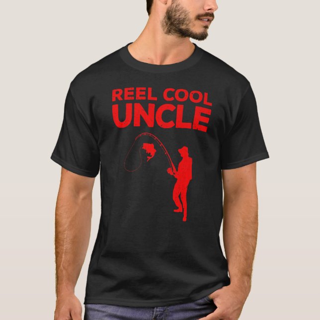 First Time Uncle For Men Reel Fishing T-Shirt (Front)
