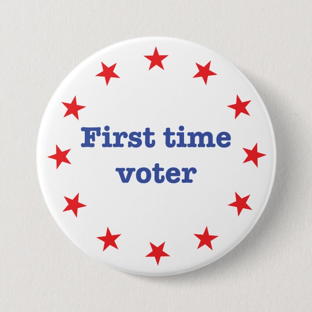 First Time Voter 7.5 Cm Round Badge (Front)