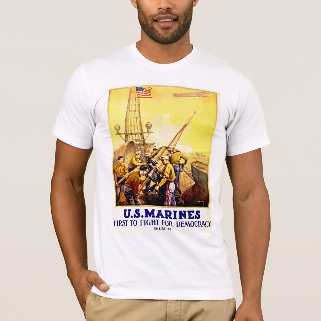 First to Fight for Democracy T-Shirt (Front)