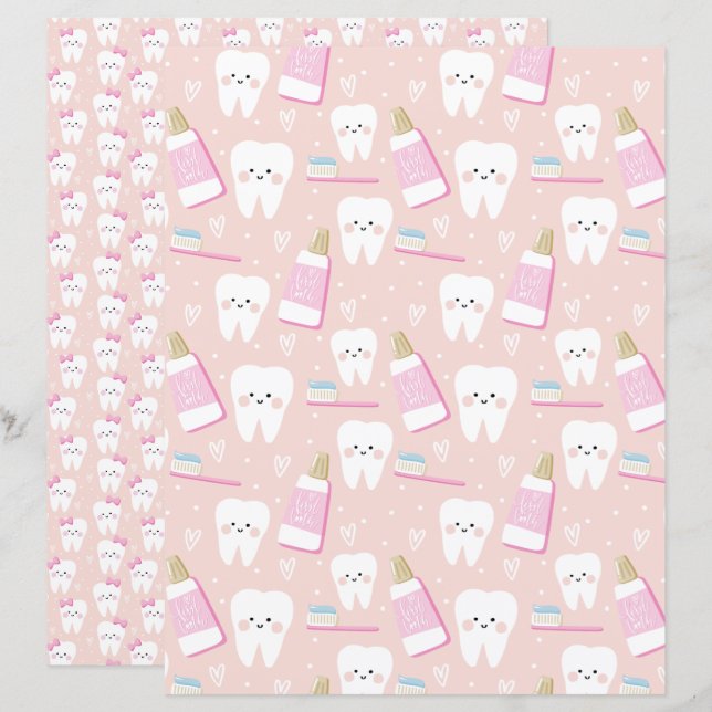 First Tooth Baby Girl Scrapbooking paper (Front/Back)