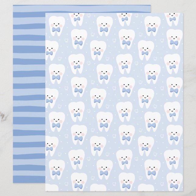 First Tooth Boy Double-sided Scrapbooking paper (Front/Back)