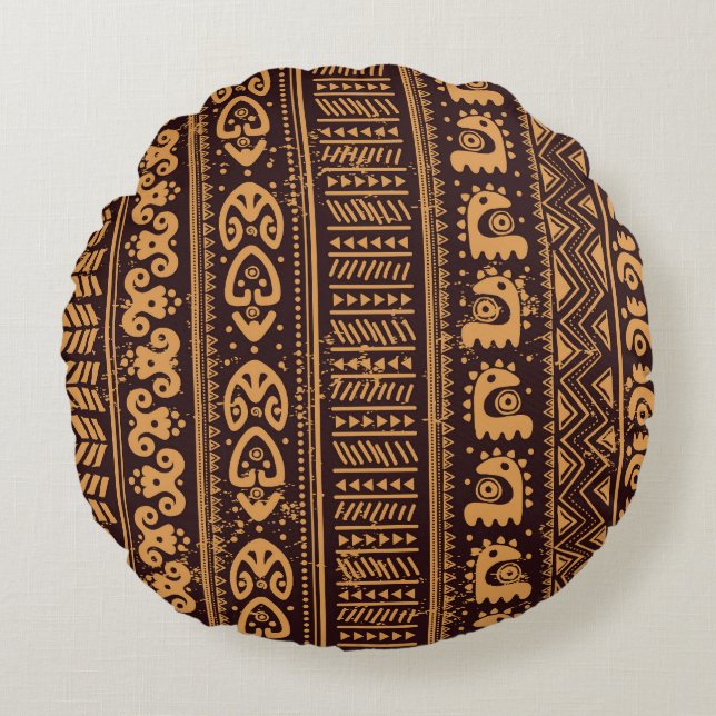 First tribal ethnic, seamless pattern. round cushion (Front)